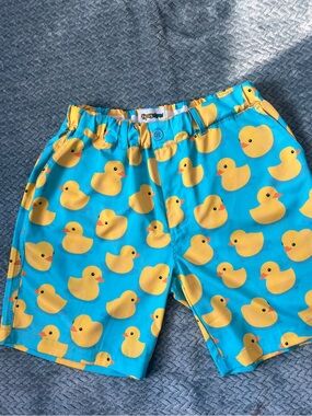 Tipsy Elves Blue & Yellow Rubber Duck Swim Shorts